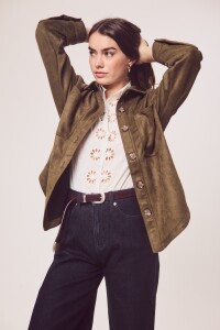 Sobrecamisa Gamuza Cuero Vegano Verde Oliva