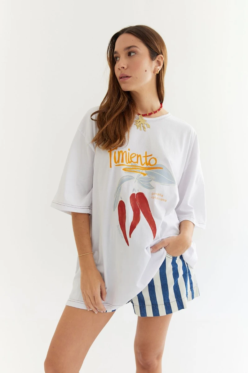 T-shirt Pimiento blanco l/xl