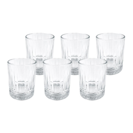 Set de 6 vasos de whisky 326ml labrado vertical Set de 6 vasos de whisky 326ml labrado vertical