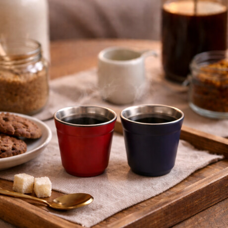 Taza pocillo de acero doble pared - 80ml Azul