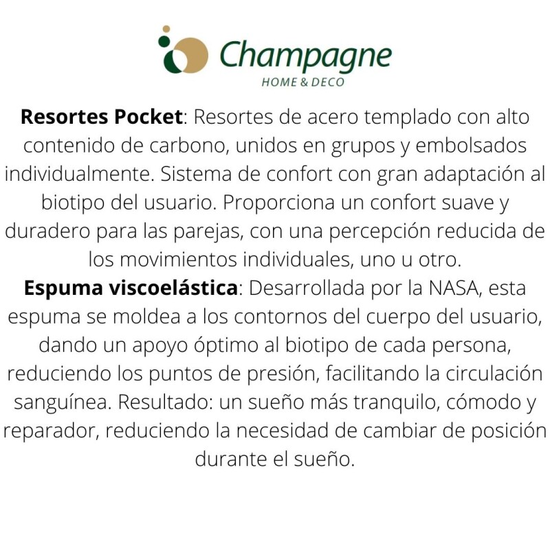SOMMIER RESORTES POCKET - 2 PLAZAS (1.40 X 1.90 MTS) - MODELO MONTE CARLO - ESPUMA HR y PILLOW TOP SOMMIER RESORTES POCKET - 2 PLAZAS (1.40 X 1.90 MTS) - MODELO MONTE CARLO - ESPUMA HR y PILLOW TOP