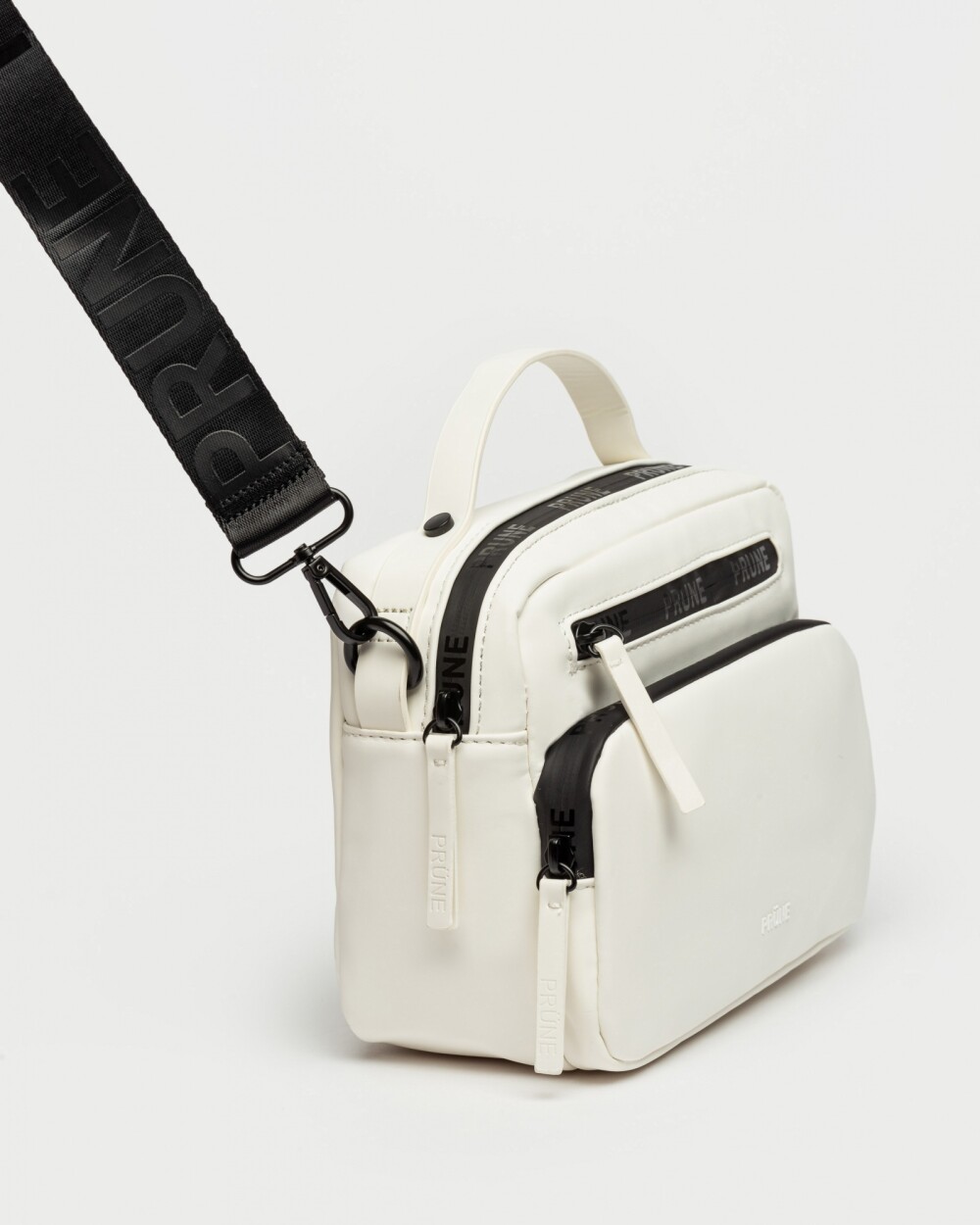 Bandolera Rubber En Efecto Cuero Blanco