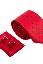 Set Corbata, pañuelo y gemelos ROJO