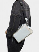 Bolso Bandolera De Nylon Con Solapa blanco