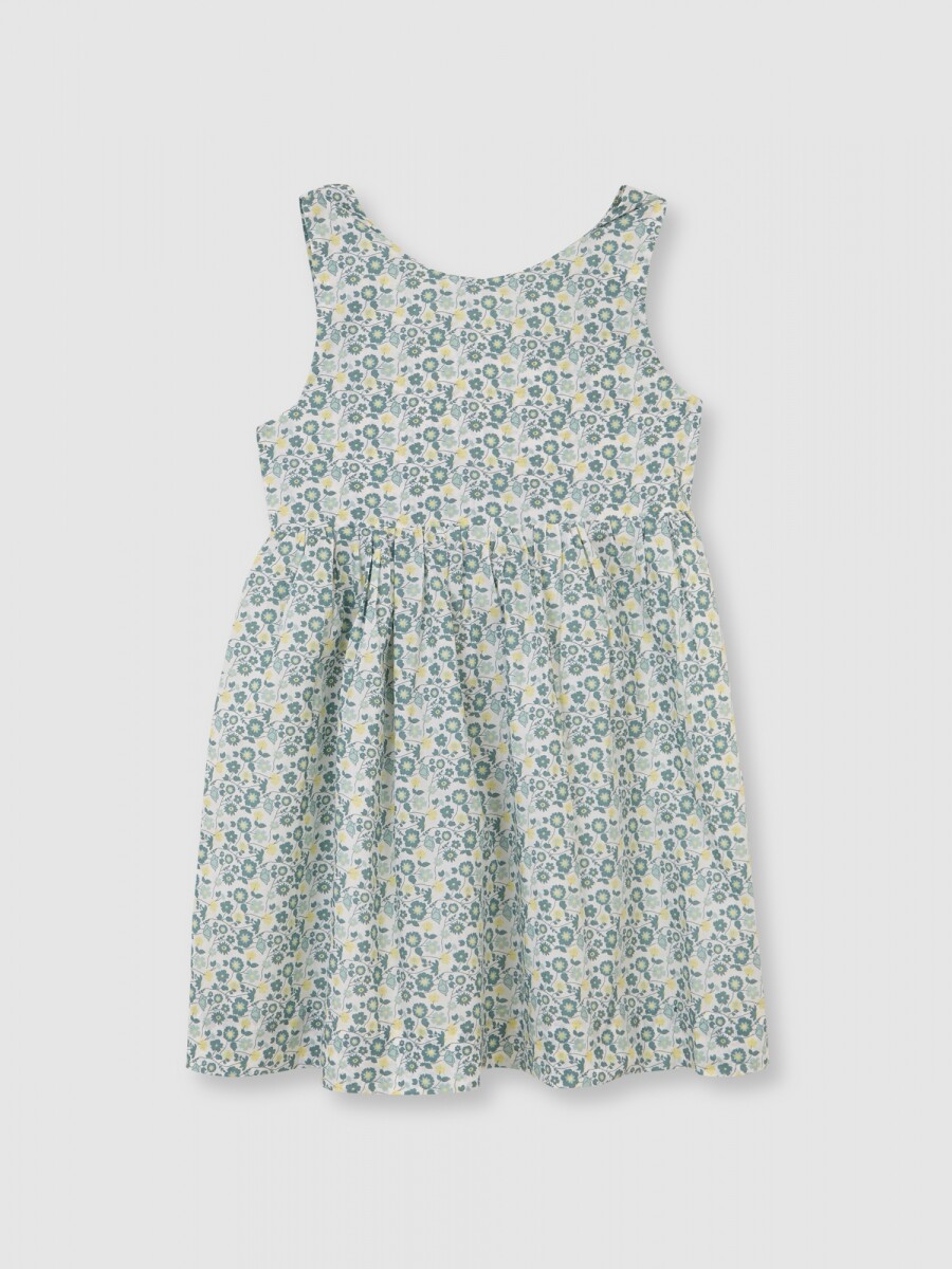 Vestido Flores Con Tirantes Piedra
