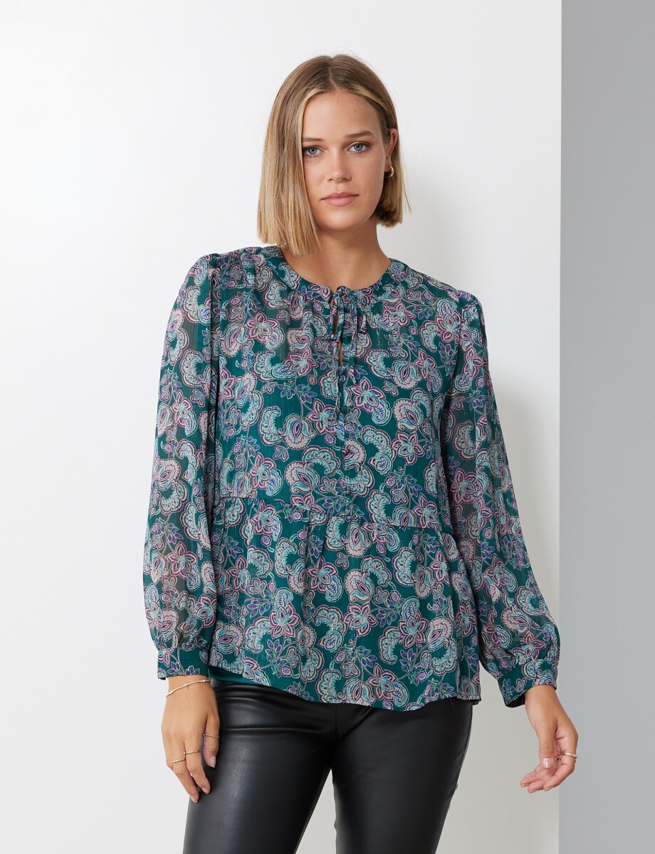 Blusa Gasa Lurex - Verde/multi 