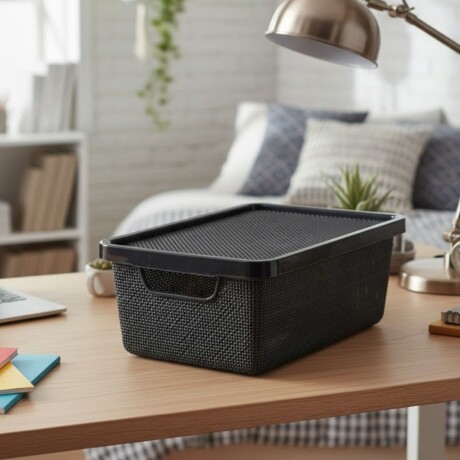 Caja organizadora con tapa 6 lts NEGRO