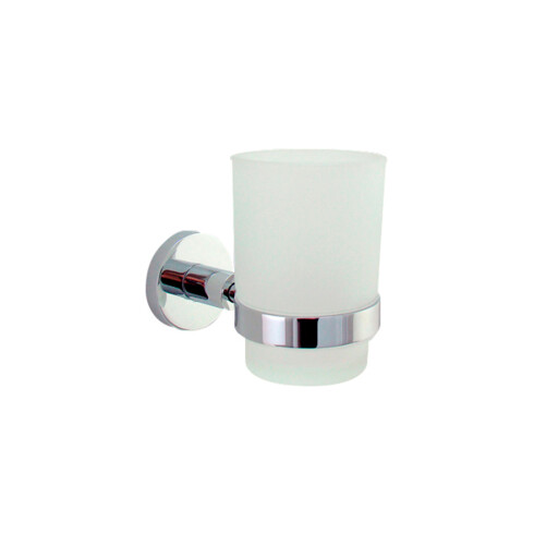 PORTA VASO VIDRIO Y METAL LINEA ROMA COLOR CROMO BRILLANTE CROMO