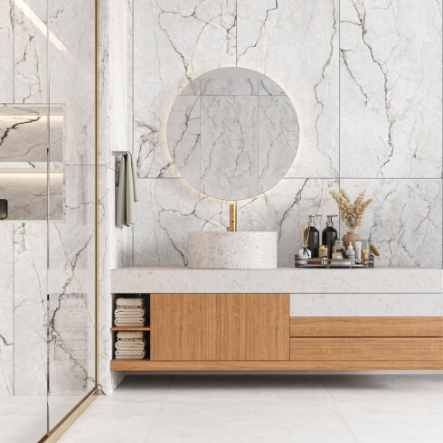 Semi Gres 62X119 Marmolado Pulido Splendore GAMAS DE GRIS