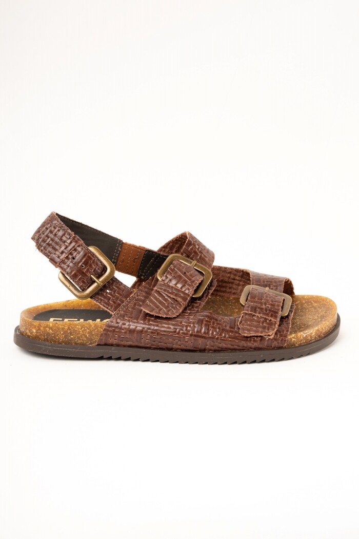 Sandalia Trenzada Hebillas Chocolate