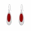 Caravanas Oval - Plata 925 - Coral Rojo - CA4374 conpiedra