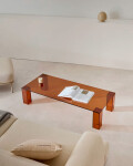 Mesa de centro Adularia de cristal templado marrón 140 x 60 cm