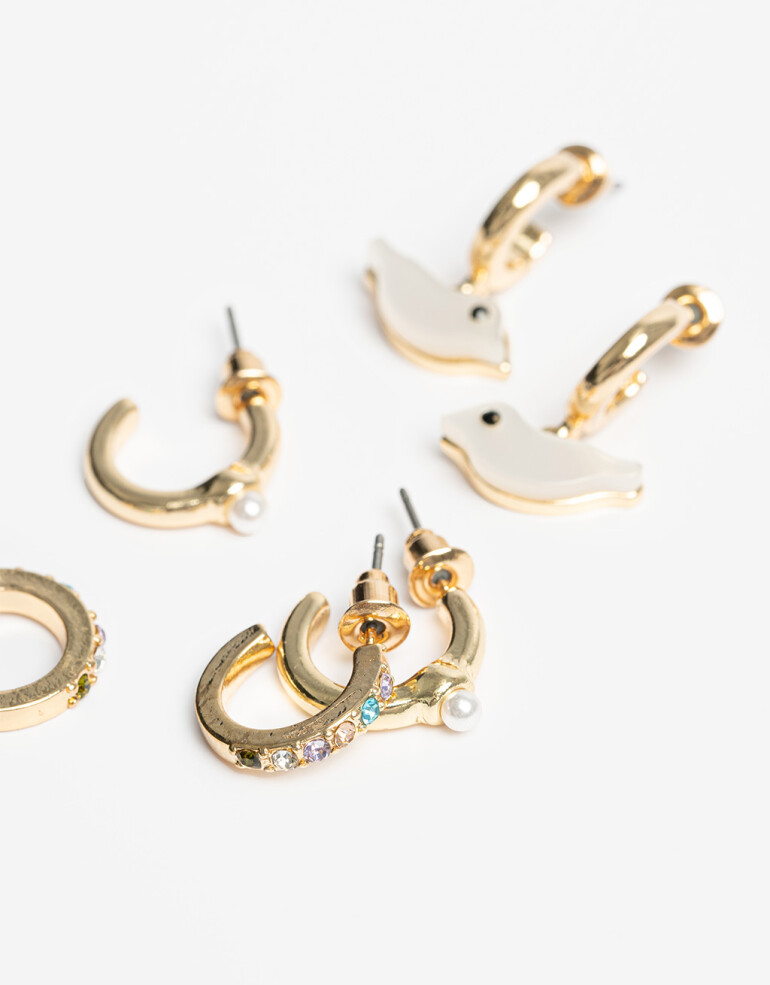 Aros Argollas Set Canutillos Set De Argollitas - Dorado