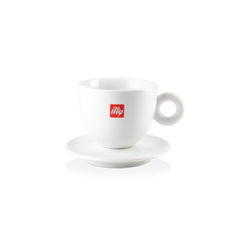 Taza para latte con plato: logo illy Taza para latte con plato: logo illy