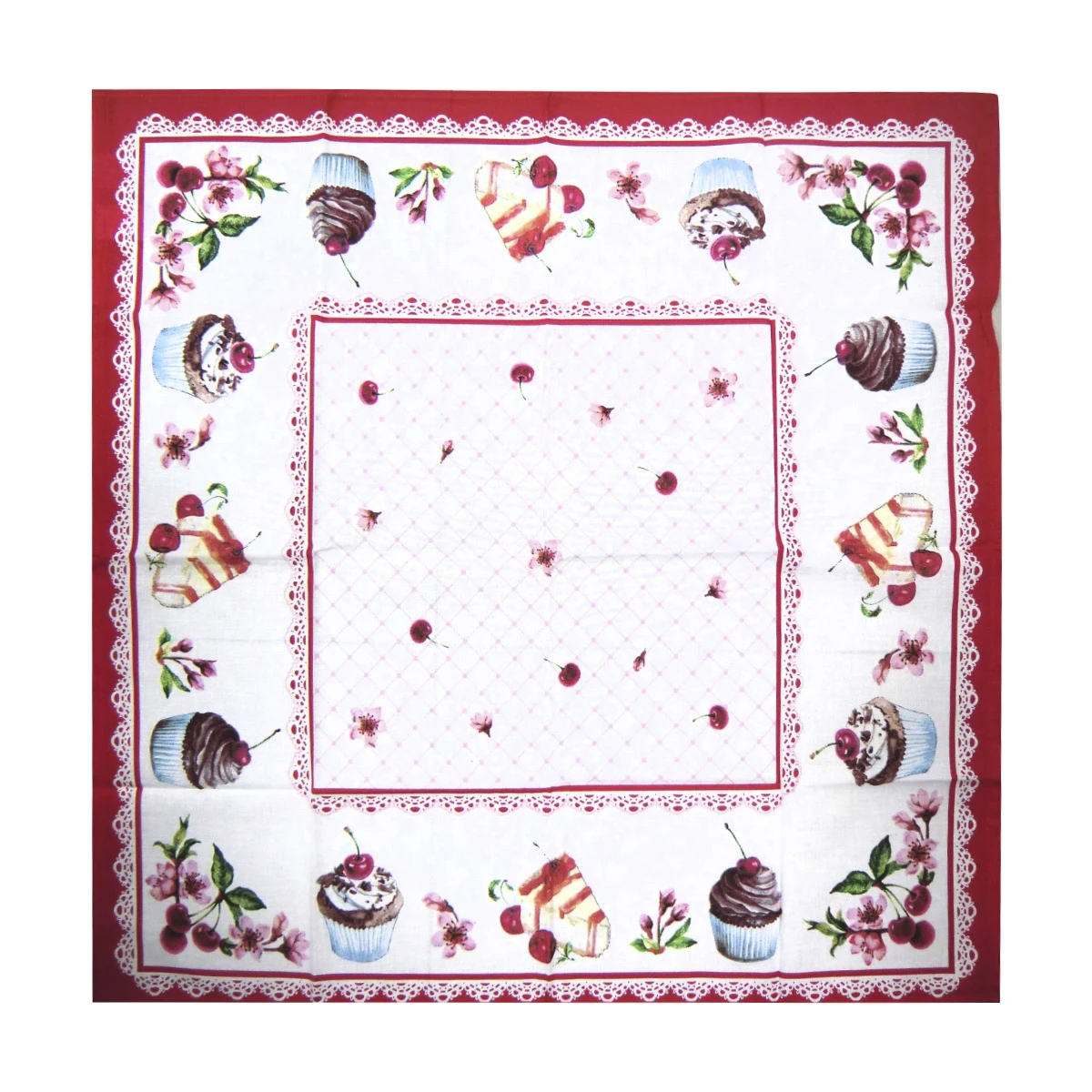 Mantel Atenas Dohler 78 x 78 cm 100% Algodón - CEREZAS GRAZ 02 