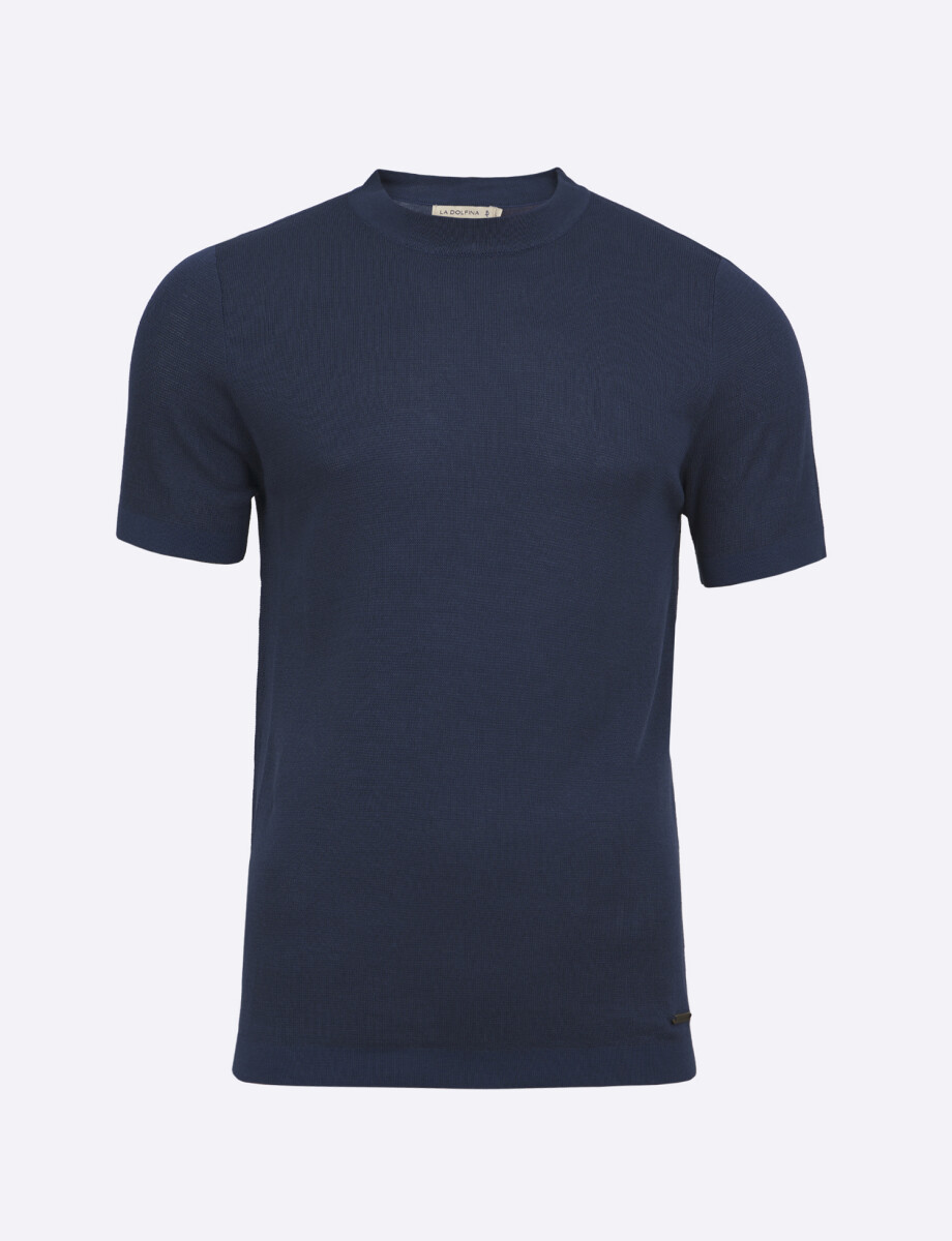 T-shirt tejida lisa azul