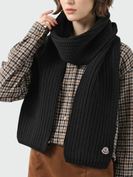 MONCLER - Bufanda de cachemir acanalada Negro