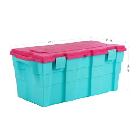 Baúl con Tapa Bisagra Wenco 100 Litros Verde Agua/rosa
