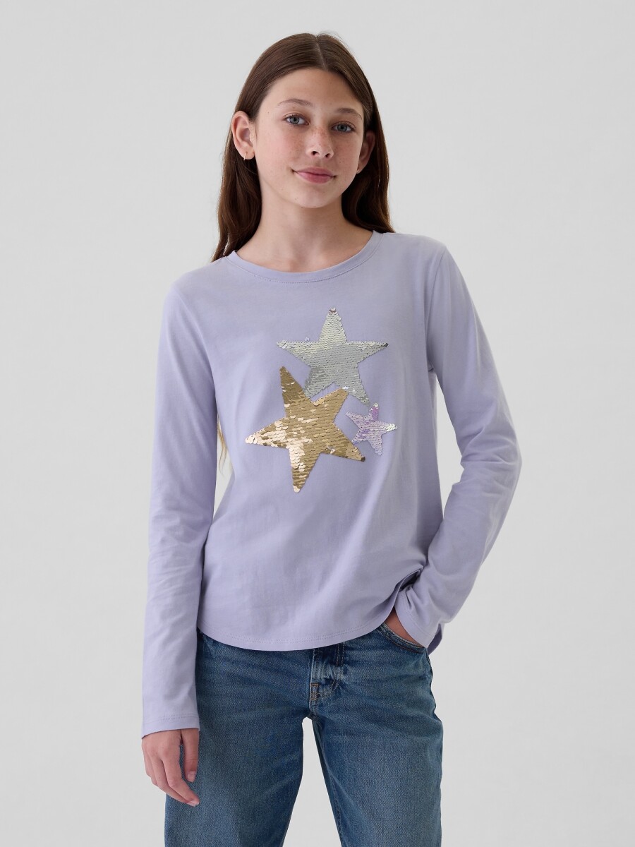 Remera Grafico Manga Larga Niña - Cosmic Sky Purple 15-3 