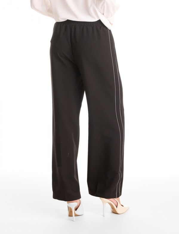 Pantalon Wide Leg Con Franjas Deportivas NEGRO