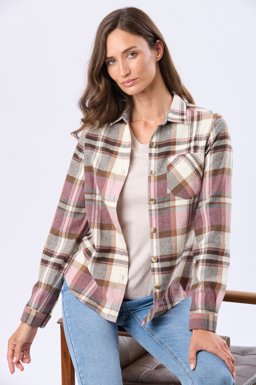 CAMISA VIYELA CUADROS Marron