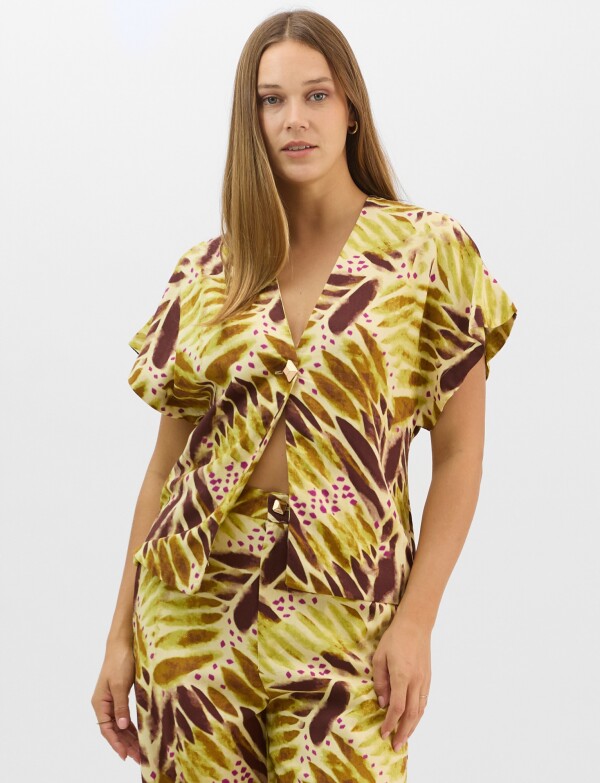Conjunto Estampado Con Motivos Abstractos MULTI/VERDE