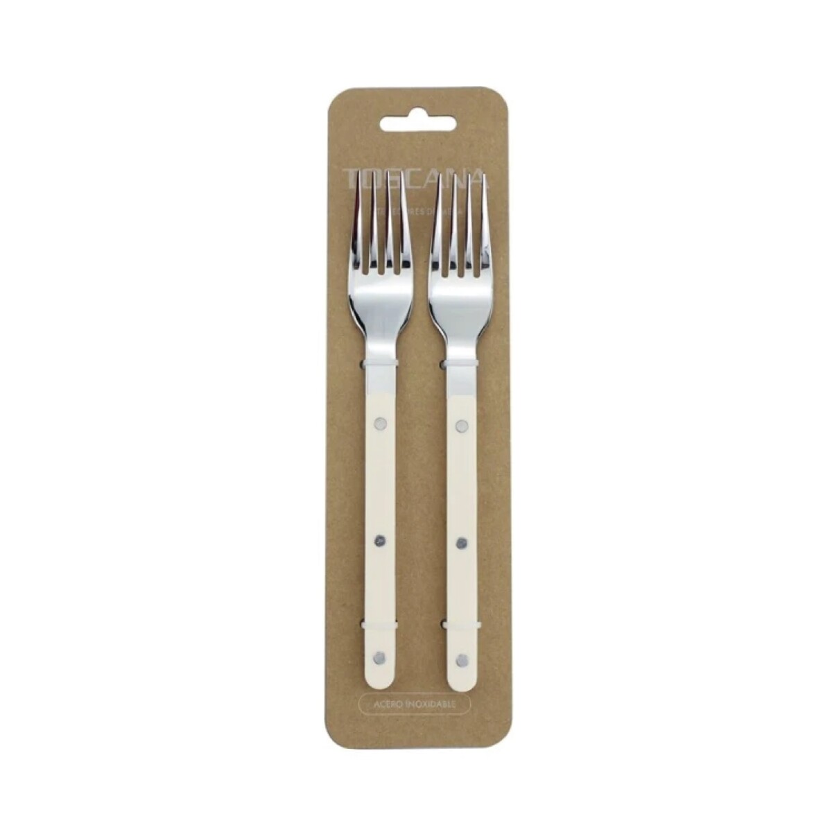SET X2 TENEDOR DE MESA 20CM AC MANGO BEIGE TOSCANA 