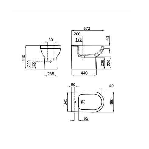 FRONTAL BIDET ACRO BLANCO BRILLO LOZA SANITARIA BAÑO 000