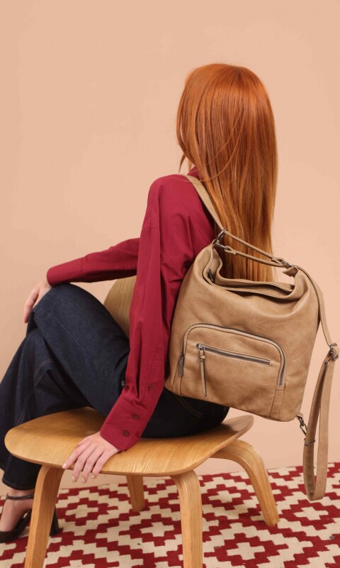 CARTERA MOCHILA VERBENA ALMENDRA