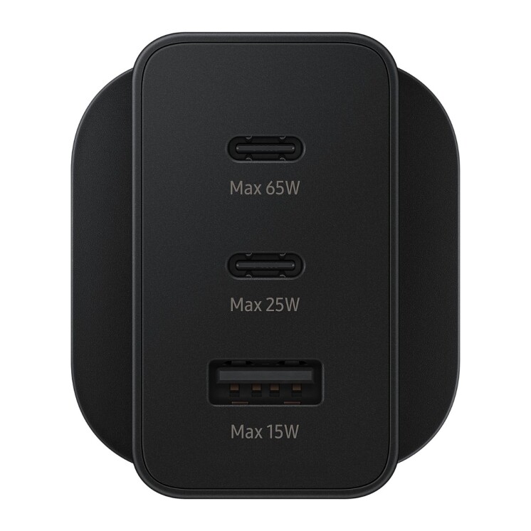 Cargador Samsung Trio 65 W Carga Súper Rápida 2 USB-C + USB-A Cargador Samsung Trio 65 W Carga Súper Rápida 2 USB-C + USB-A