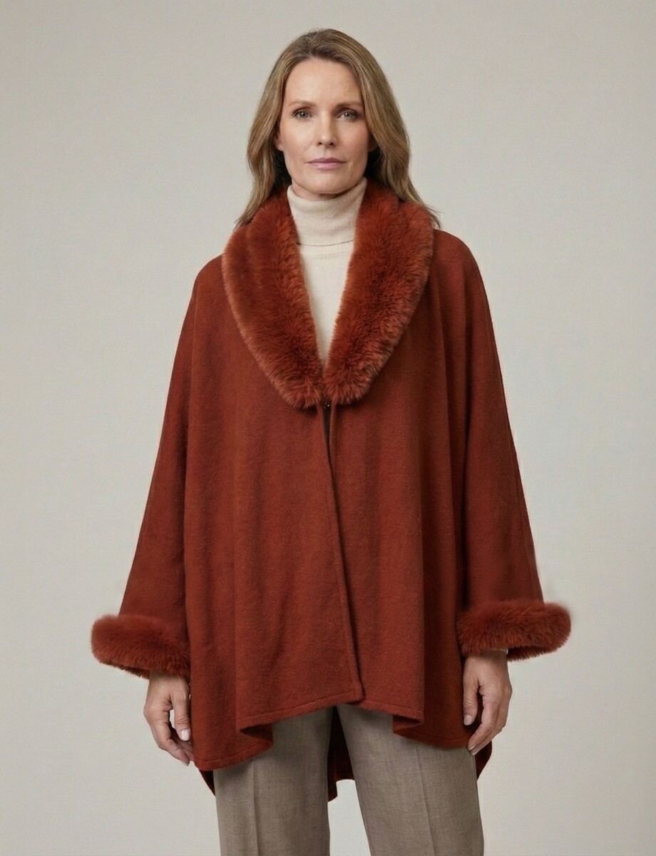 Ruana Faux Fur - Terracota 