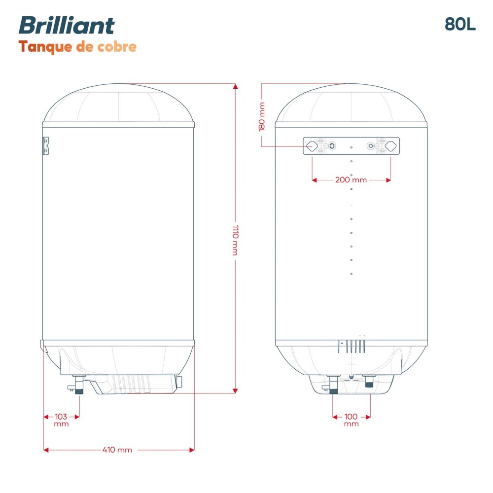 TERMOTANQUE BRILLIANT COBRE 80L BRCC80WH