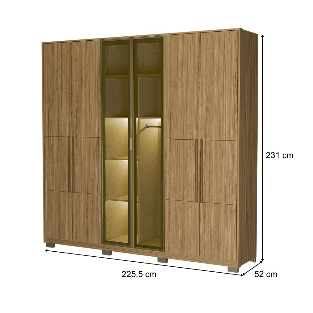 ROPERO TORONTO 6 PUERTAS 4 CAJONES INTERNOS GUARDARROPA ARMARIO CLOSET PLACARD CON VIDRIO Y LED ROPERO TORONTO 6 PUERTAS 4 CAJONES INTERNOS GUARDARROPA ARMARIO CLOSET PLACARD CON VIDRIO Y LED