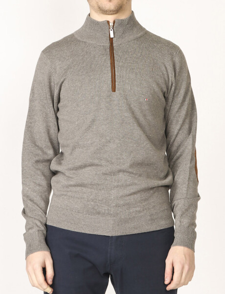 Sweater Medio Cierre Harrington Label Gris Medio