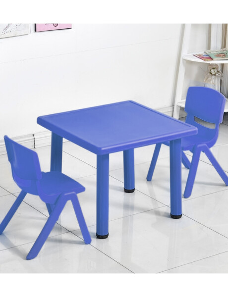Mesa Cuadrada de Plástico y Metal para Niños 60x60cm Azul