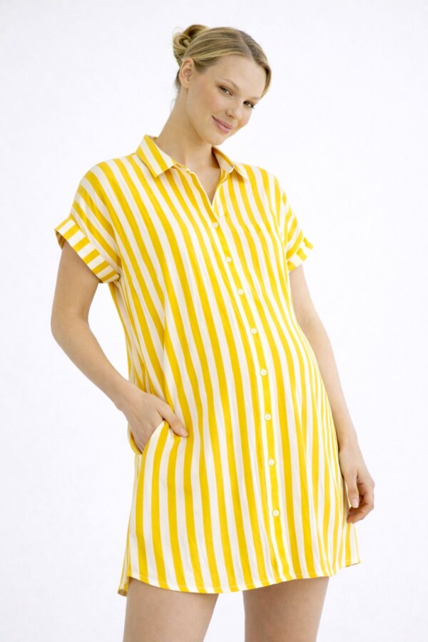 Camisa Maternal Pupa – Viscosa suave con bolsillos prácticos Estampa Amarilla