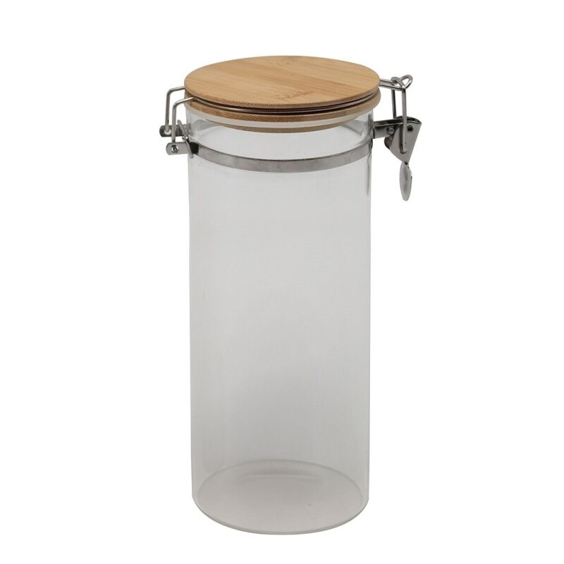RECIPIENTE BORO 1700ML TAPA MADERA/BROCHE D10X23CM RECIPIENTE BORO 1700ML TAPA MADERA/BROCHE D10X23CM
