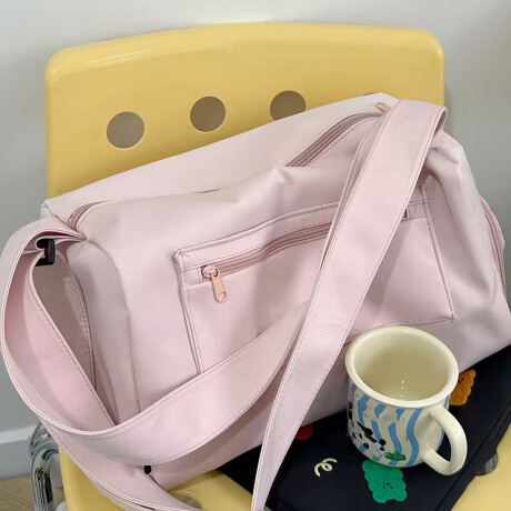 Bolso de viaje grande con bolsillos laterales y frontal 38x22x23 cm Rosa