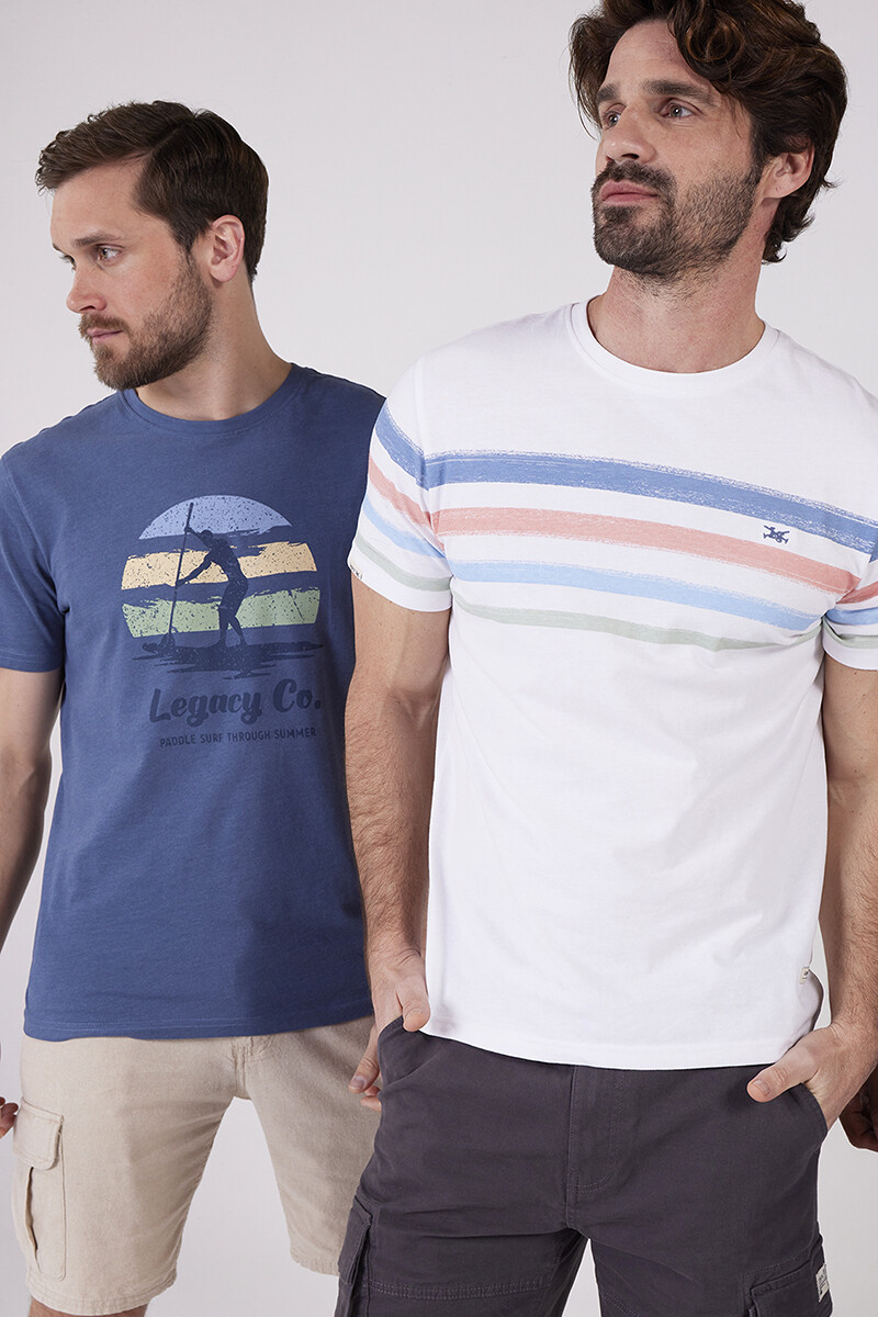 REMERA RAYADA - Blanco 