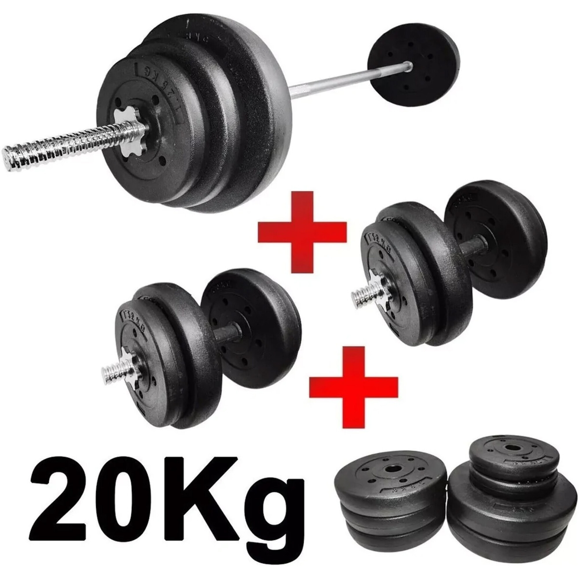 Set Pesas Mancuernas 50kg + Barra 1.50 Metros – Gym