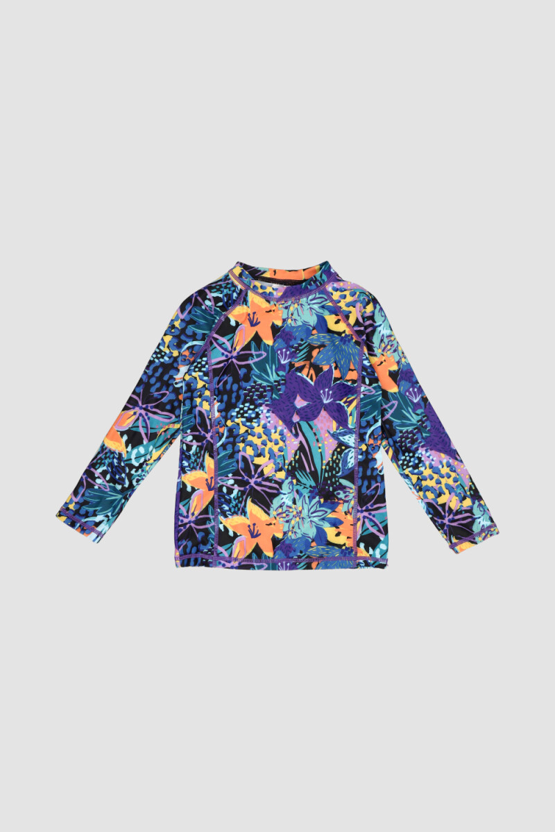 Tshirt manga larga print 2-10a Neon flowers