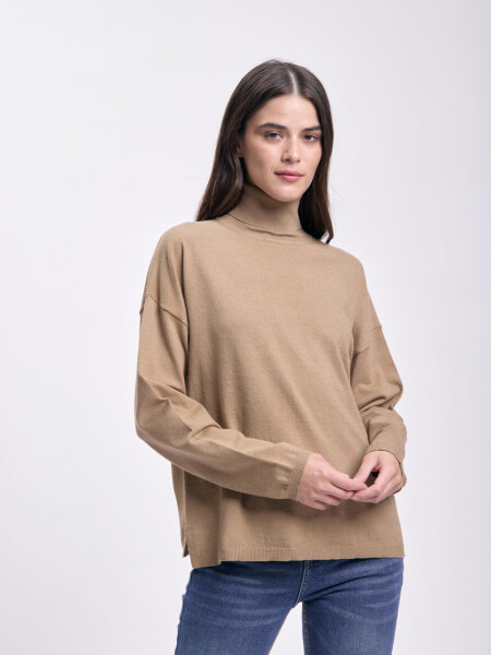 Polera punto de rib Beige
