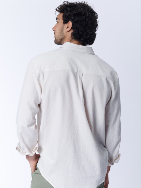 Camisa Con Lino Beige