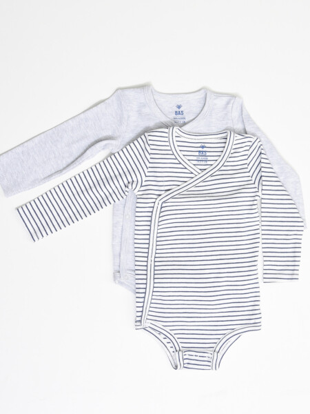 PACK X2 BODY Manga larga RAYAS Azul Y Gris