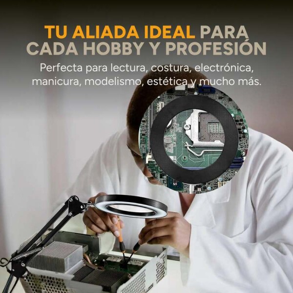 Lampara Aro Luz Led Lupa Aumento 2 En 1 Escritorio Y Morsa Color Variante Blanco