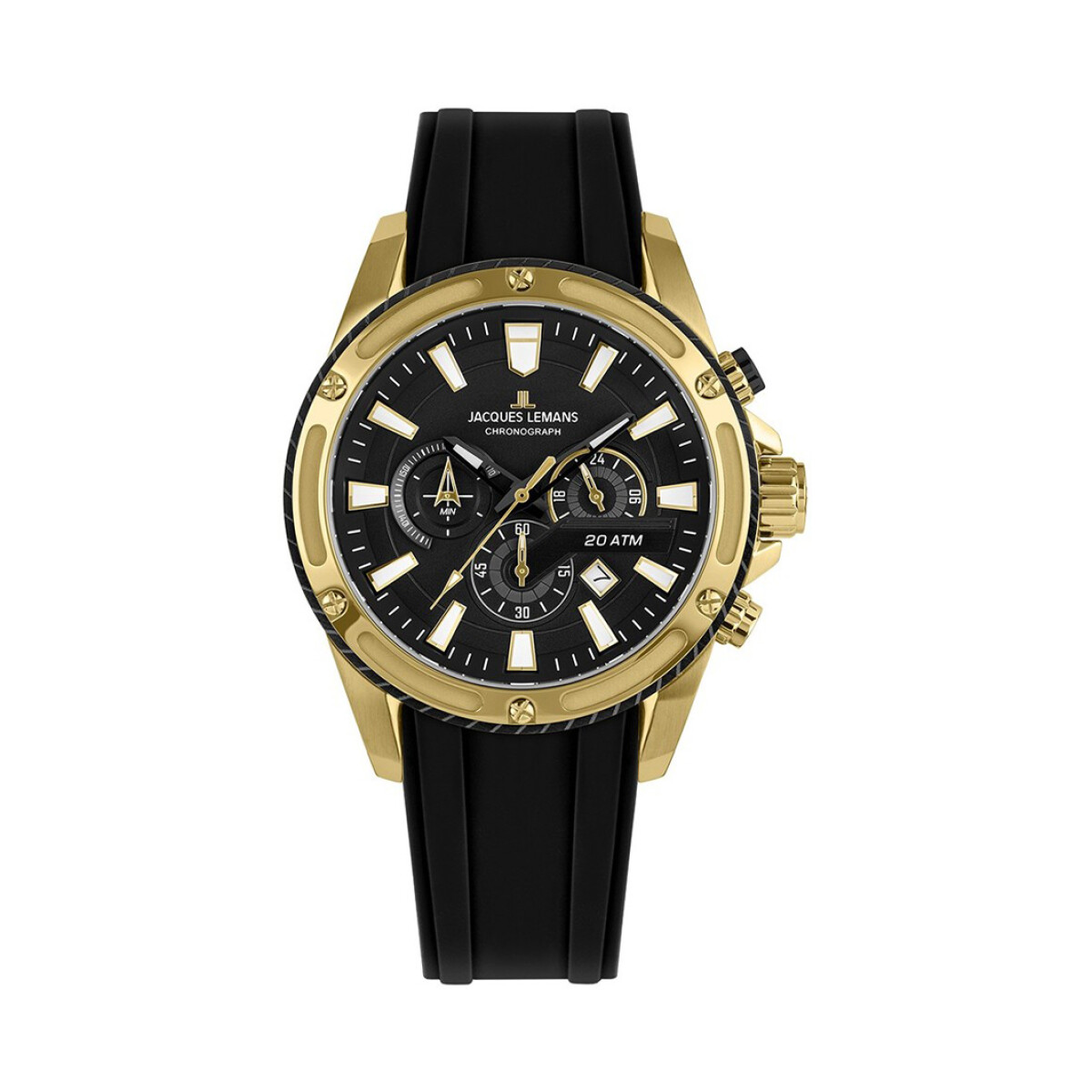Reloj Jacques Lemans con Malla de Goma y Esfera Redonda 