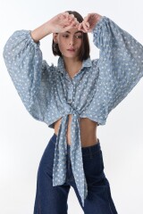 Top Mona Celeste Broderie