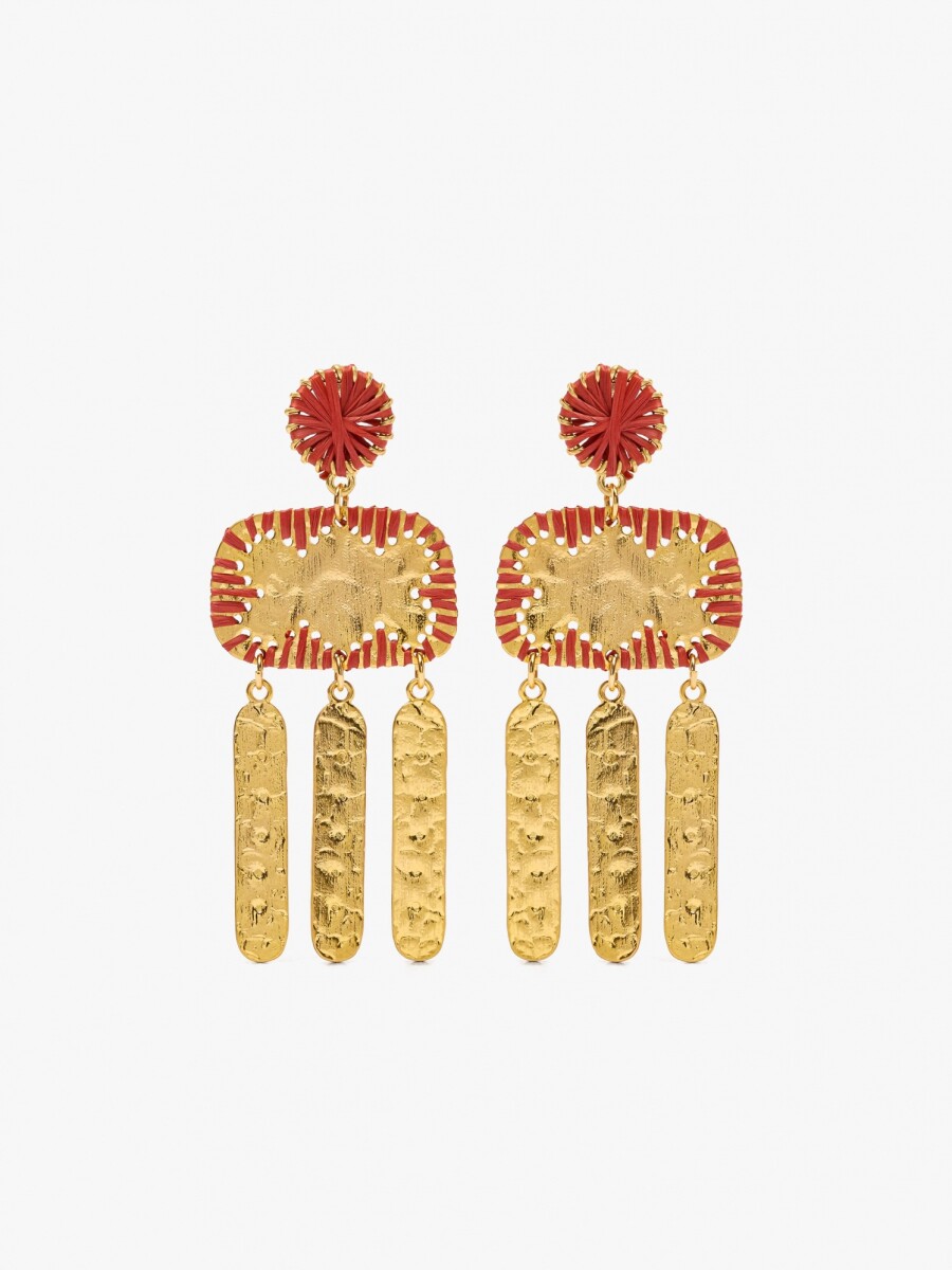Pendientes Largos Con Barras naranja
