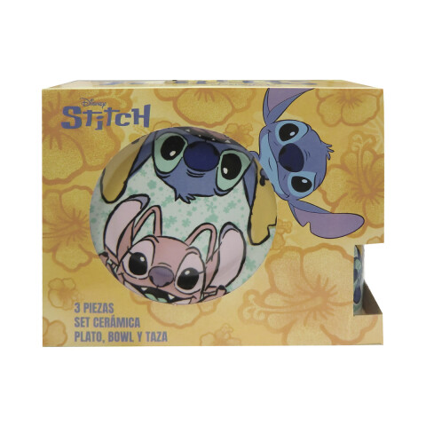 Set X3 de Cerámica Infantil Stitch Plato, Taza y Bowl U
