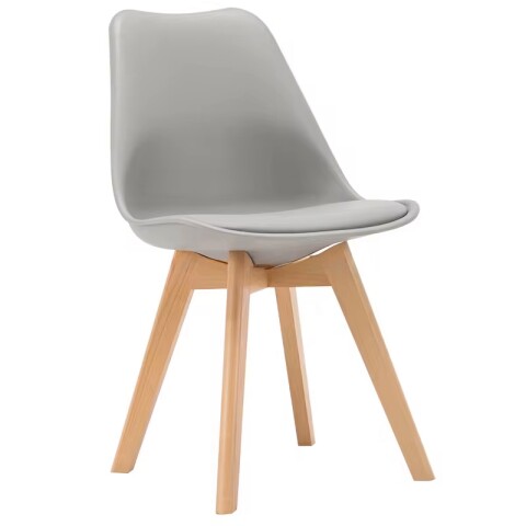 Juego de Comedor de 4 Sillas Eames Tulip con Asiento Acolchado y Mesa Rectangular Patas de Madera Gris